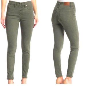 Madewell 9" High Rise Skinny Jeans in Olive Green Buton Front 24 Style J6660